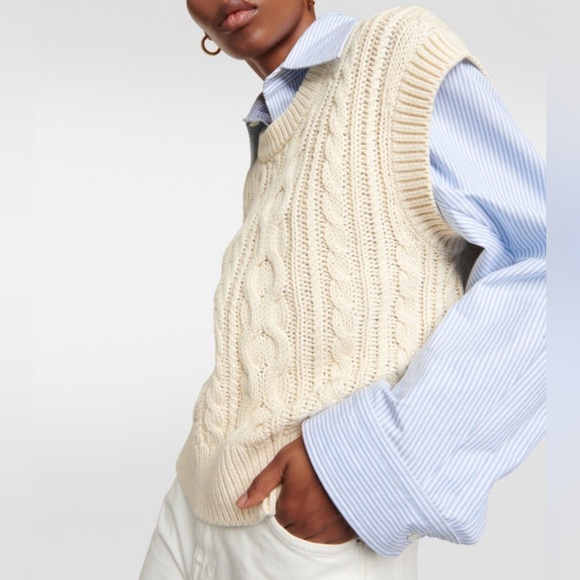 Wilfred Sweaters - WILFRED Cream Cable Knit Sweater Vest Merino Wool/ Cotton Blend XS